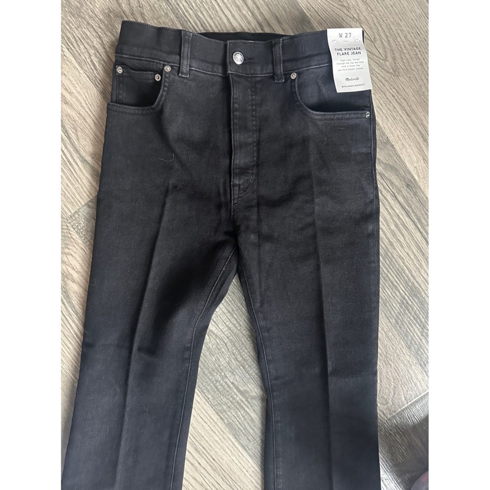 Madewell NWT The Vintage Flare Jeans black frost denim women's size 27 - Picture 4 of 9